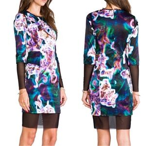 Milly Runway Neon Mesh Illusion Peplum Dress • 10